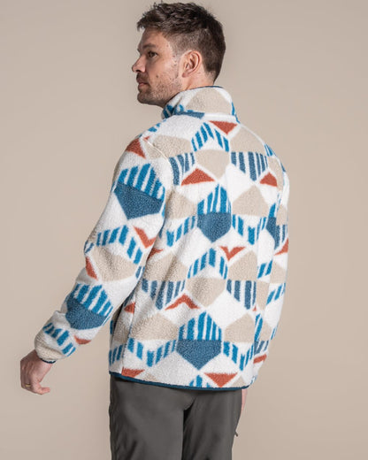 River Blue coloured Craghoppers Mens Tatton II Half Zip on beige background 