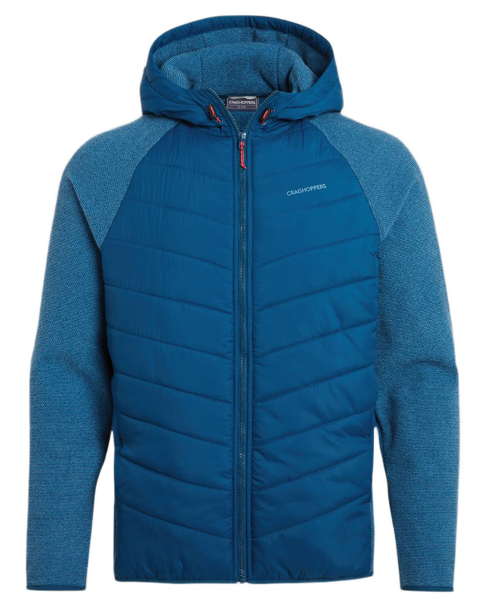 Poseidon Blue coloured Craghoppers Mens Vamos Hybrid Insulating Jacket  on white background 