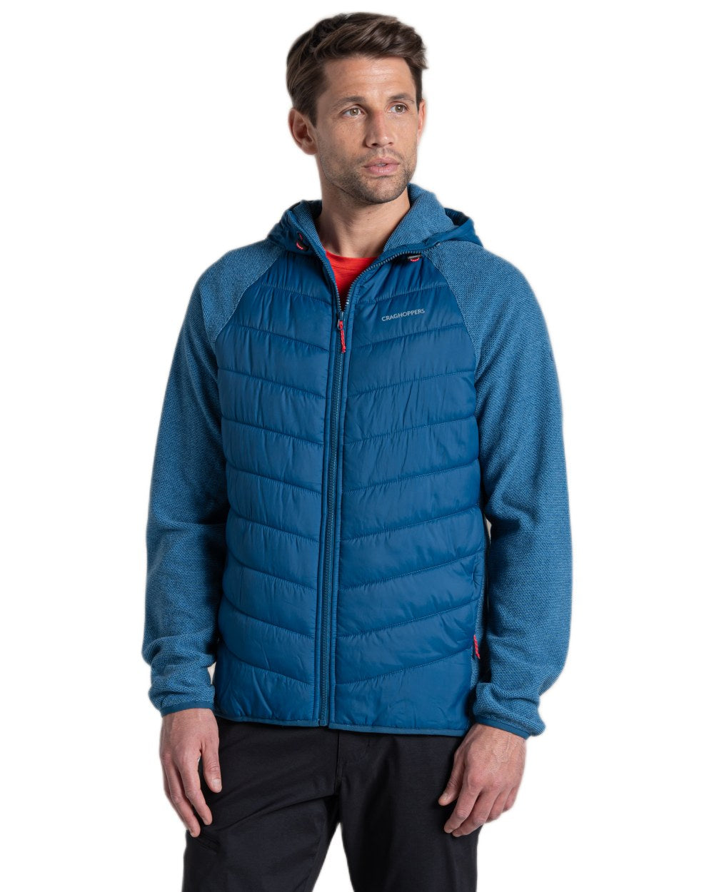 Poseidon Blue coloured Craghoppers Mens Vamos Hybrid Insulating Jacket  on white background 