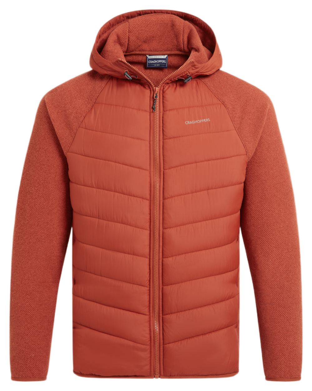 Red Beach coloured Craghoppers Mens Vamos Hybrid Insulating Jacket  on white background 