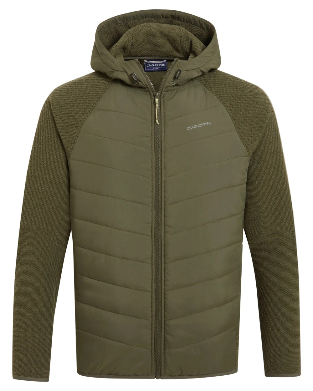 Dark Sage coloured Craghoppers Mens Vamos II Hybrid Jacket on white background 