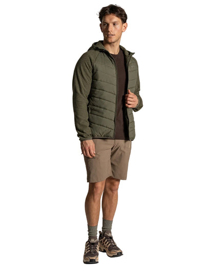 Dark Sage coloured Craghoppers Mens Vamos II Hybrid Jacket on white background 
