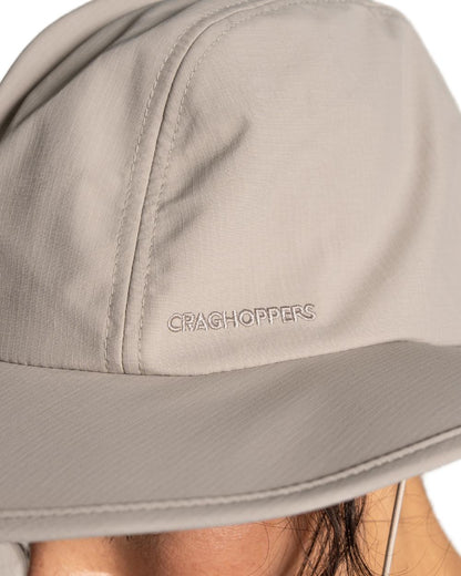 Parchment coloured Craghoppers NosiLife Field Hat on white background 