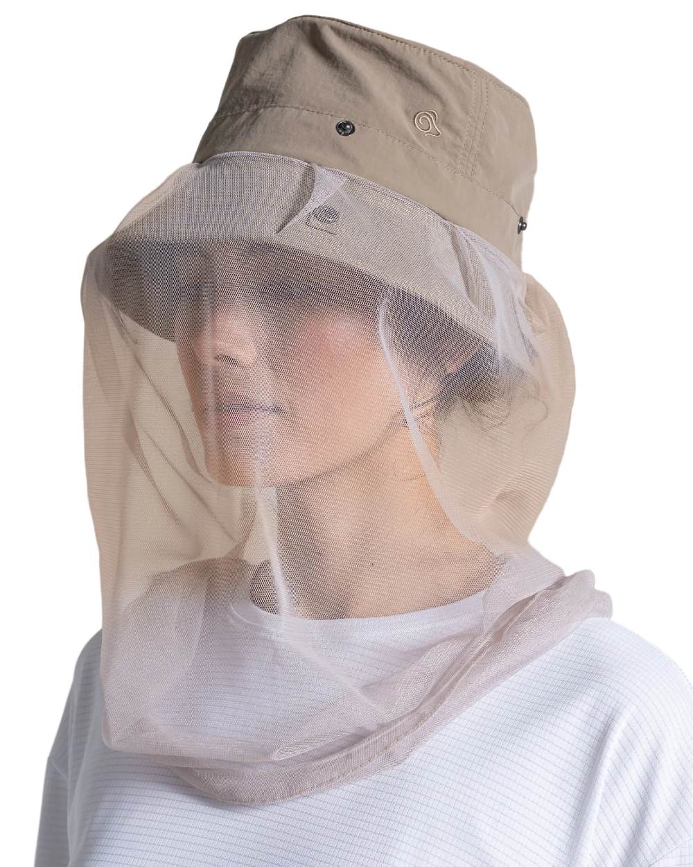 Pebble coloured Craghoppers NosiLife Jungle Hat on white background 