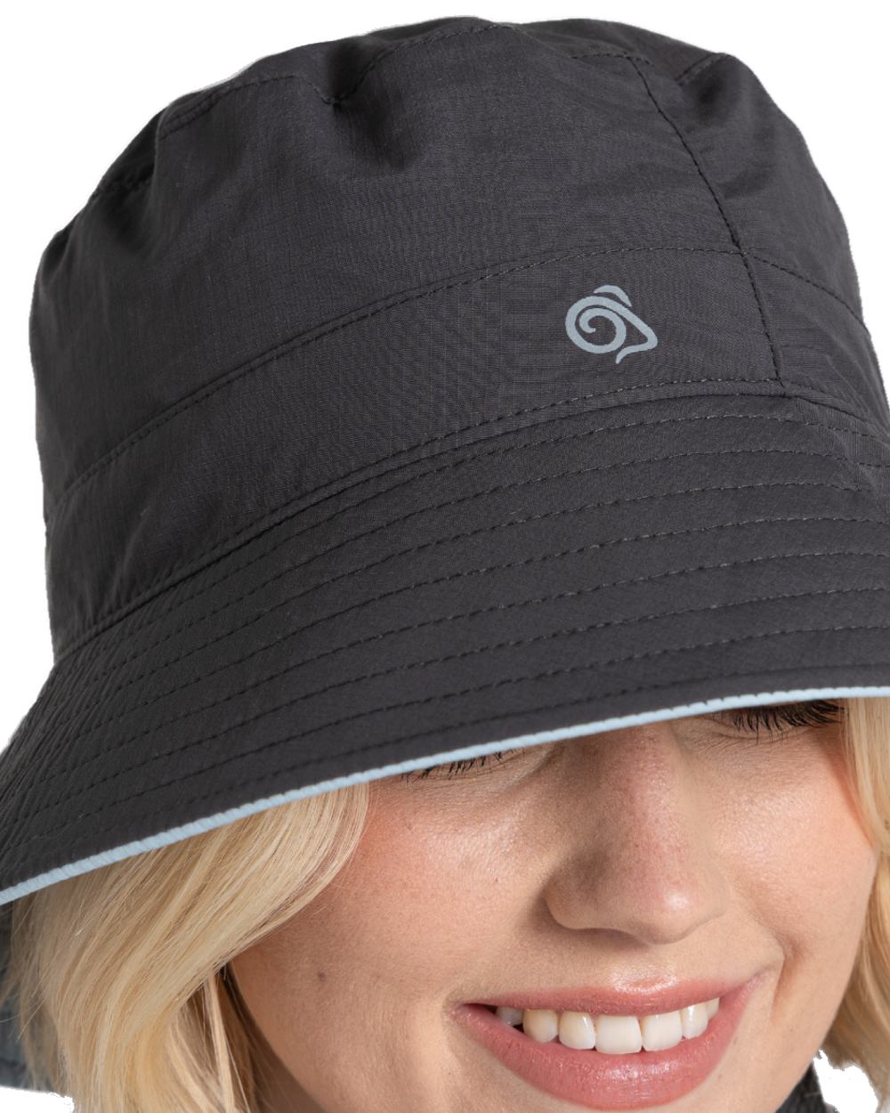 Black Pepper Niagara Blue coloured Craghoppers NosiLife Sun Hat III on white background 