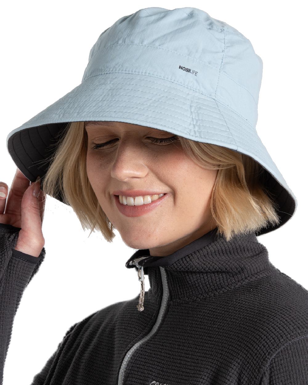 Black Pepper Niagara Blue coloured Craghoppers NosiLife Sun Hat III on white background 