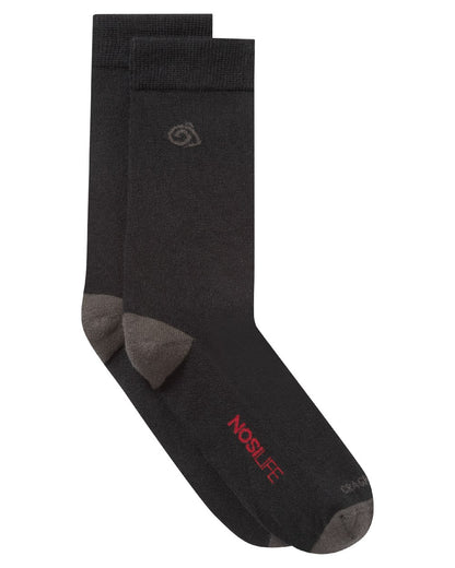 Black Dark Lead Coloured Craghoppers Nosilife Travel Twin Pack Socks on White Background 
