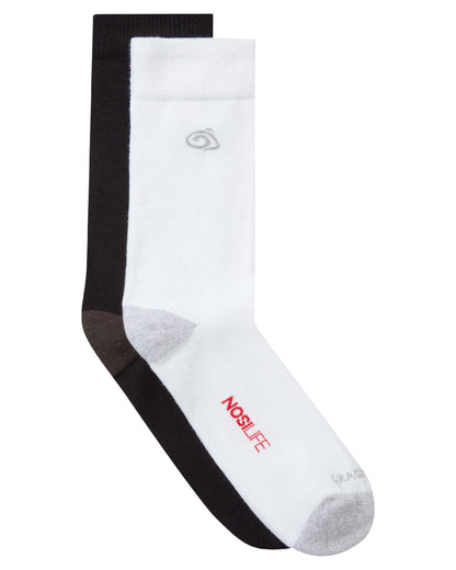 Black White  Coloured Craghoppers Nosilife Travel Twin Pack Socks on White Background 