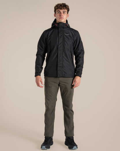 Black coloured Craghoppers Ossus Jacket on beige background 