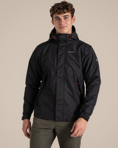 Black coloured Craghoppers Ossus Jacket on beige background 