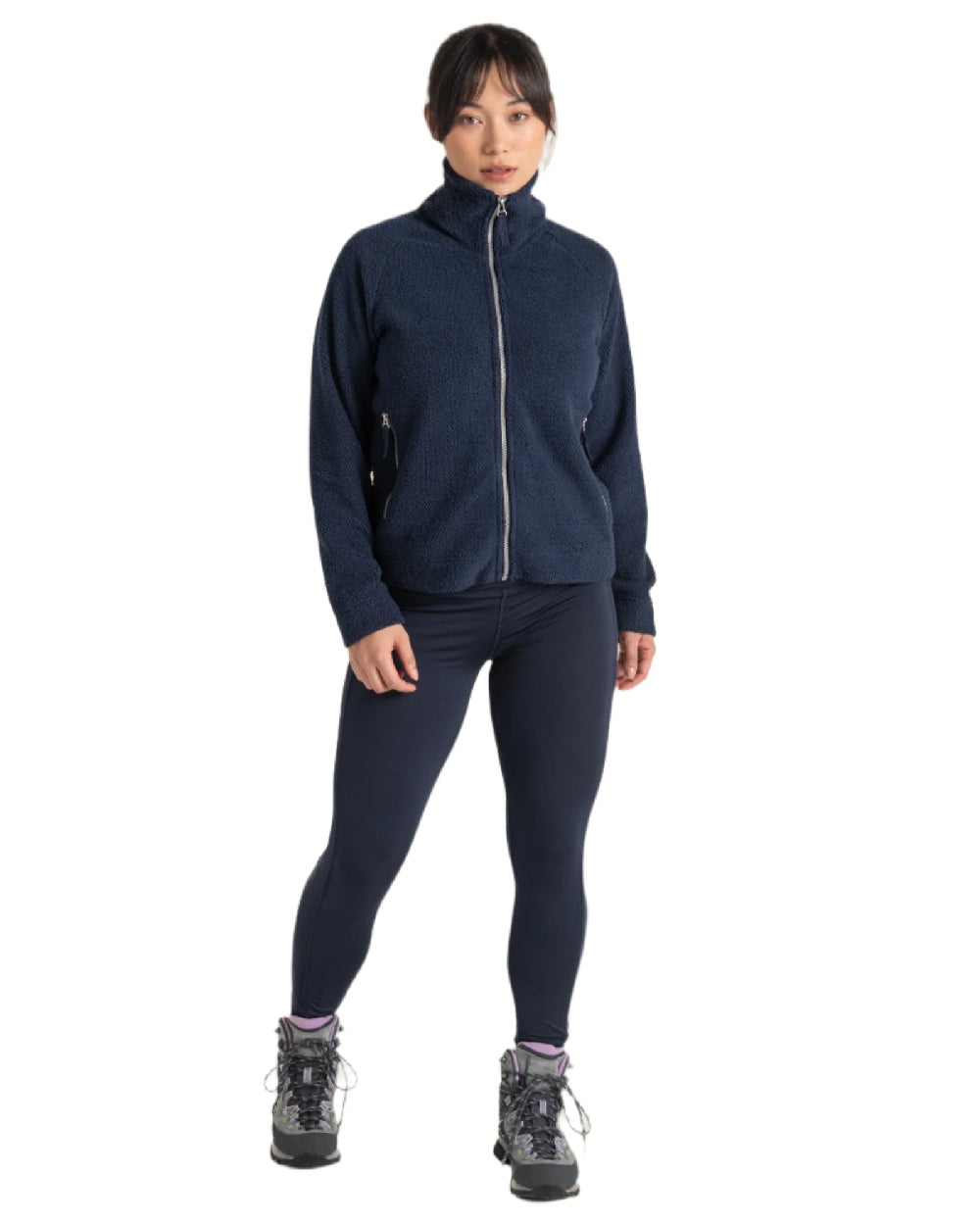 Blue Navy coloured Craghoppers Ryan Womens Raya Full Zip Fleece on white background 