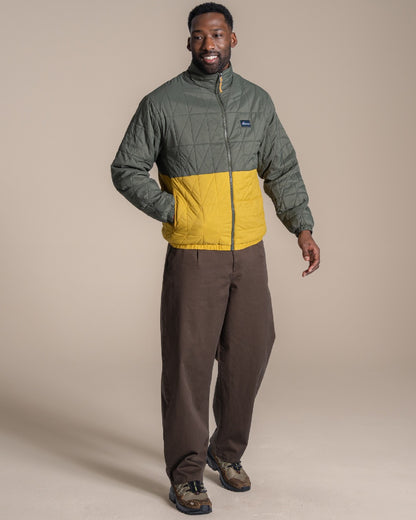 Lagano Green Sulphur Yellow coloured Craghoppers Mens Stuo Jacket on beige background 