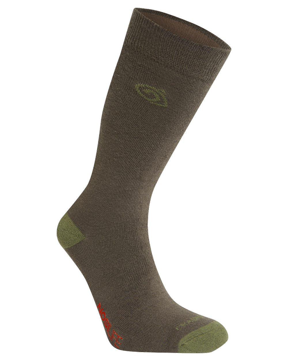 Woodland Green Wild Olive coloured Craghoppers Unisex Insect Repellent Single Pack Socks on white background 