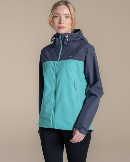 Glazed Aqua Anthracite coloured Craghoppers Vanth Jacket on beige background 