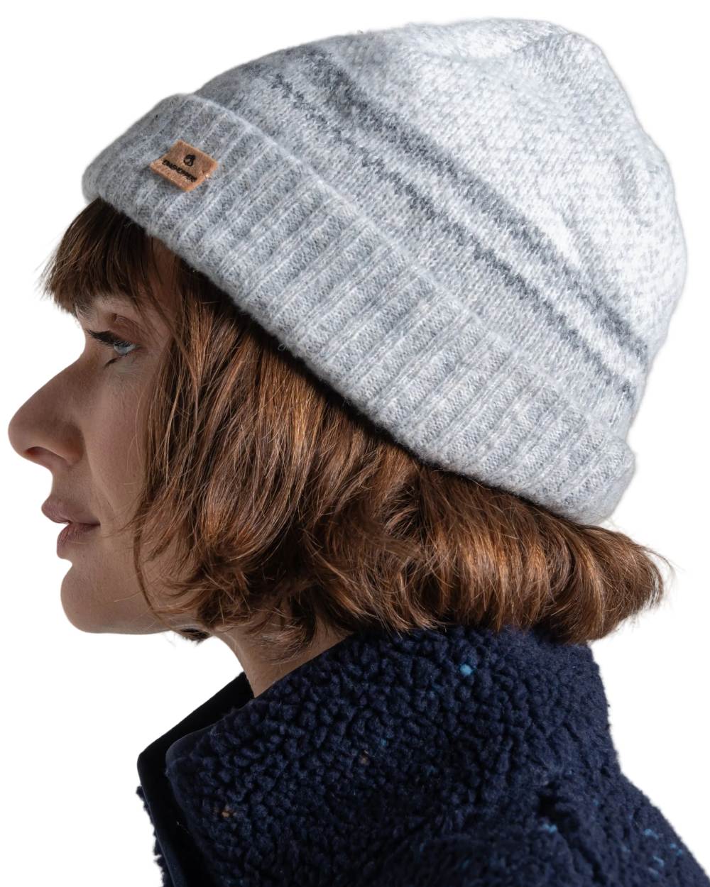 Cloud Grey coloured Craghoppers Womens Adalia Beanie on white background 