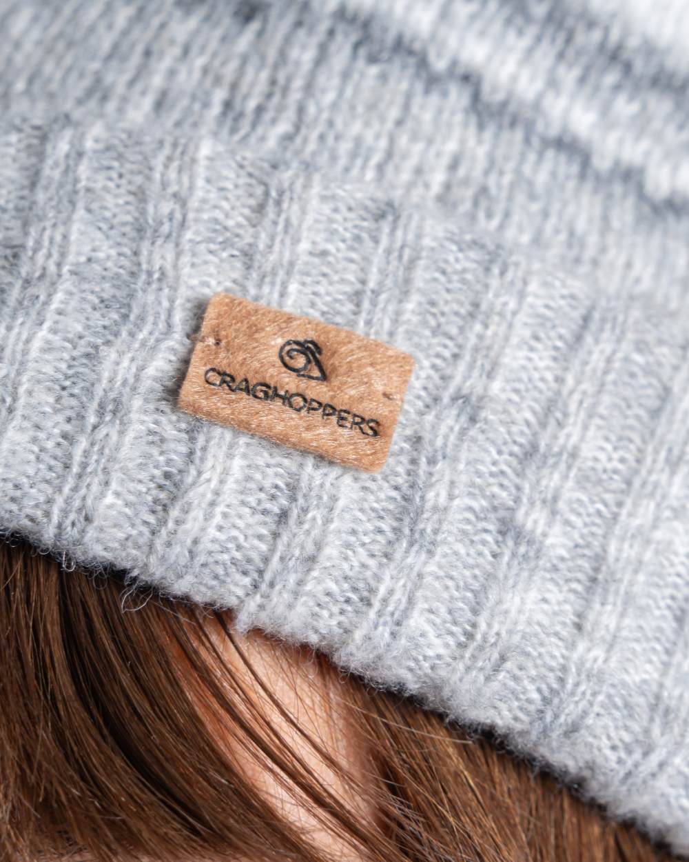 Cloud Grey coloured Craghoppers Womens Adalia Beanie on white background 