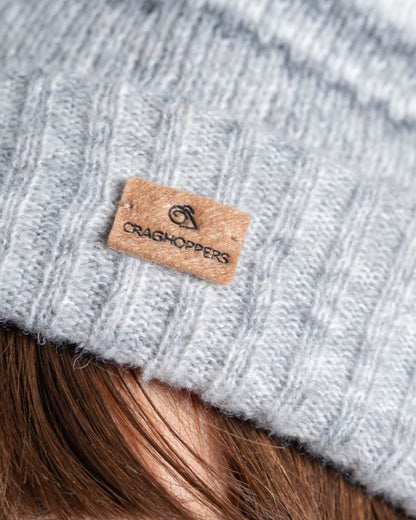Cloud Grey coloured Craghoppers Womens Adalia Beanie on white background 