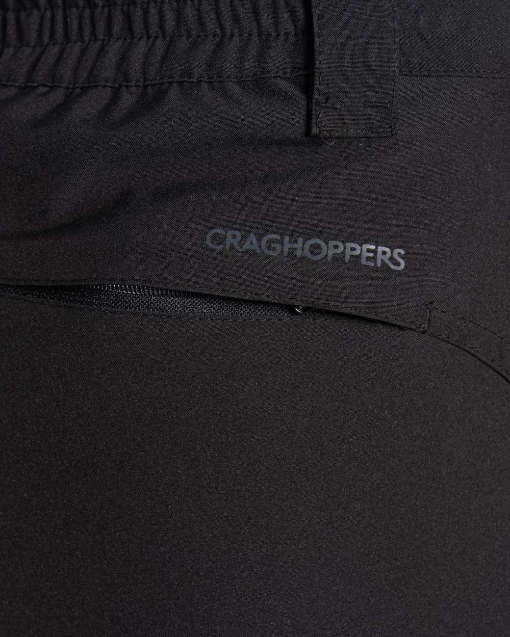 Black coloured Craghoppers Womens Airedale II Waterproof Trousers on white background 