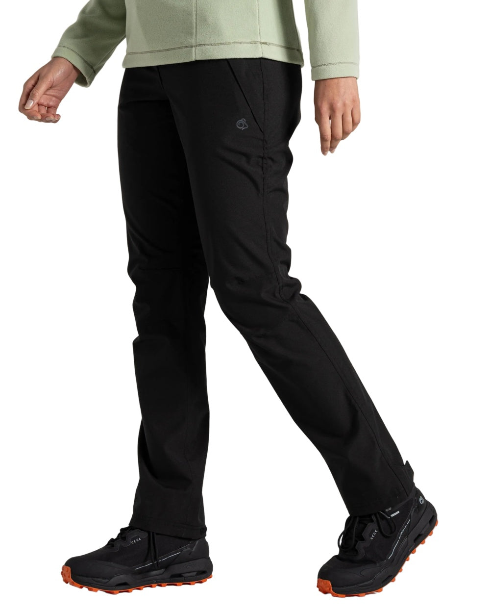 Black coloured Craghoppers Womens Airedale II Waterproof Trousers on white background 