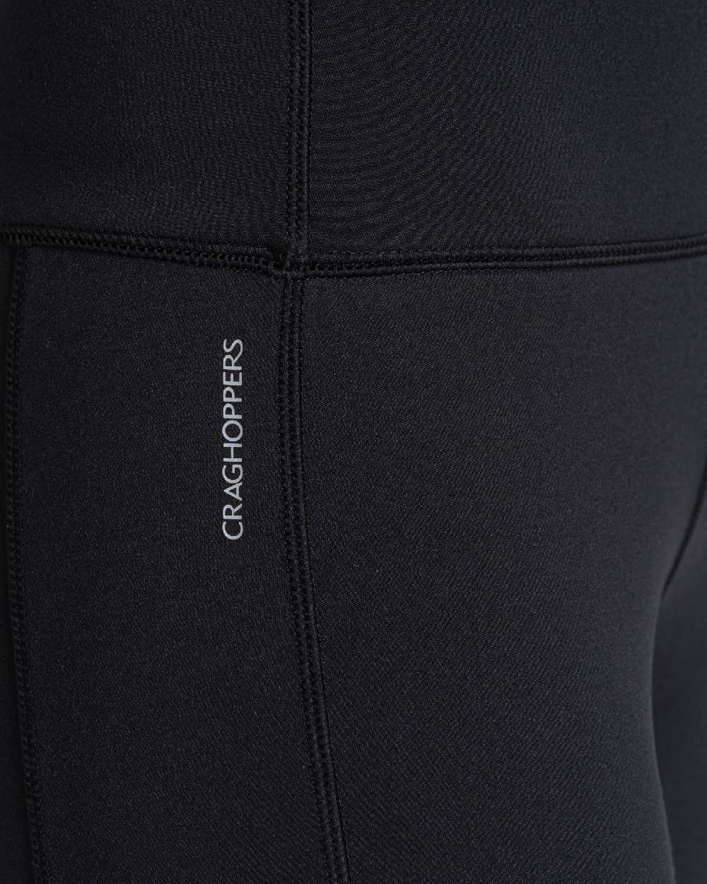 Black coloured Craghoppers Womens Alex Leggings on white background 