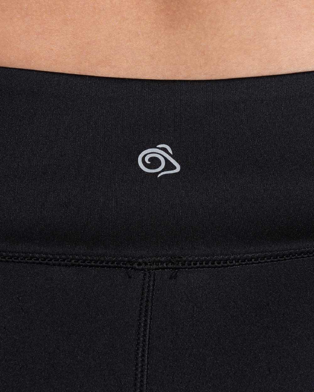 Black coloured Craghoppers Womens Alex Leggings on white background 