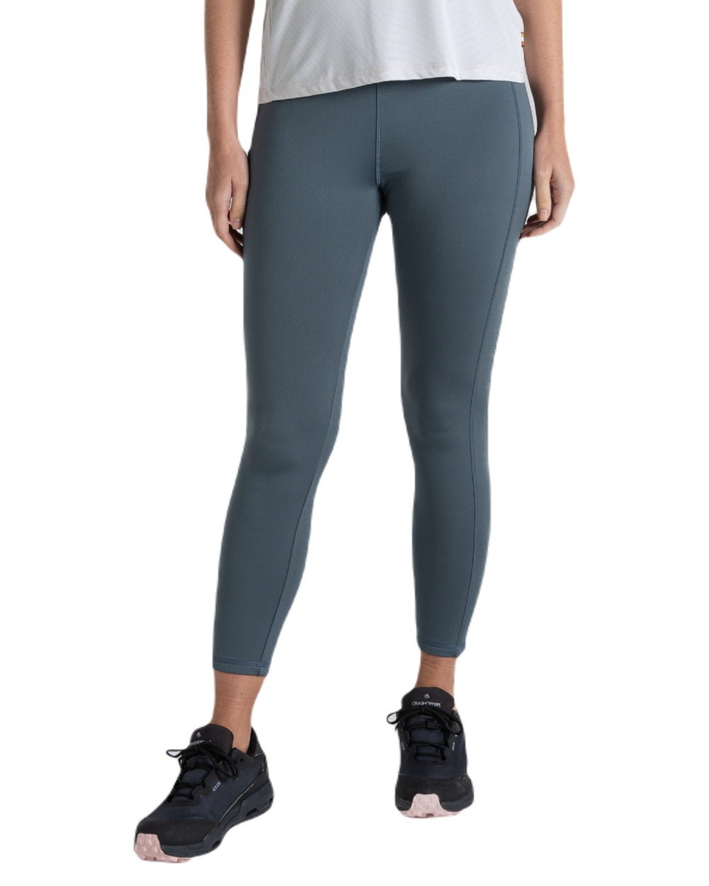 Storm Grey coloured Craghoppers Womens Alex Leggings on white background 