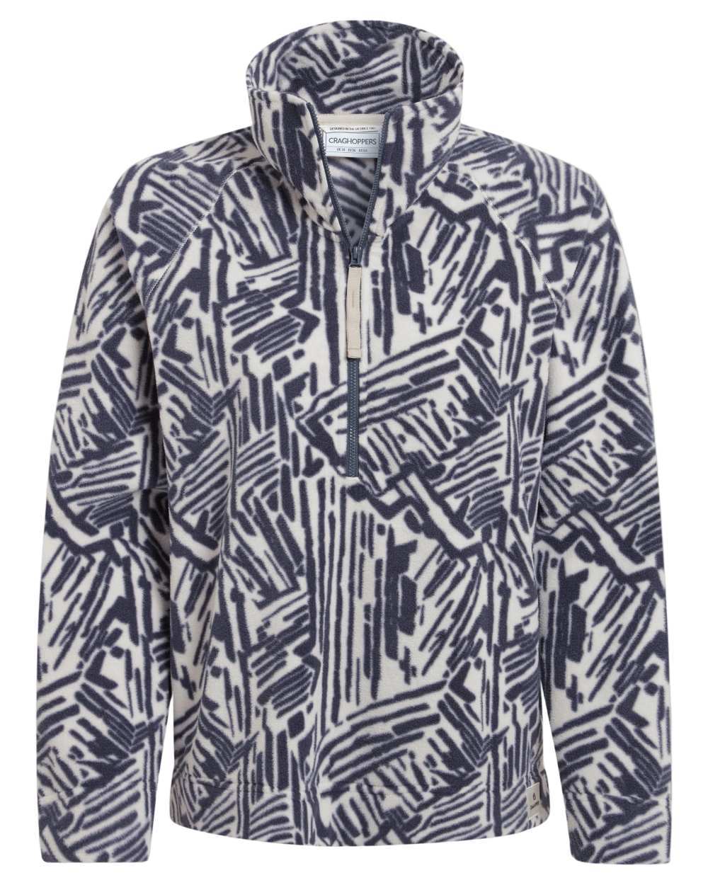 Anthracite Print coloured Craghoppers Womens Annjela Half Zip Fleece on white background 