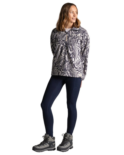 Anthracite Print coloured Craghoppers Womens Annjela Half Zip Fleece on white background 