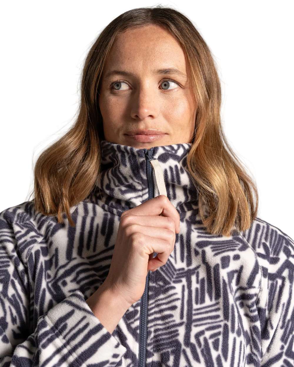 Anthracite Print coloured Craghoppers Womens Annjela Half Zip Fleece on white background 