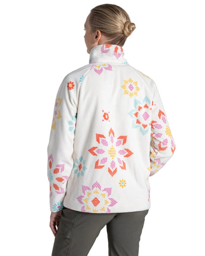 Floral Print coloured Craghoppers Womens Annjela Half Zip Fleece on white background 