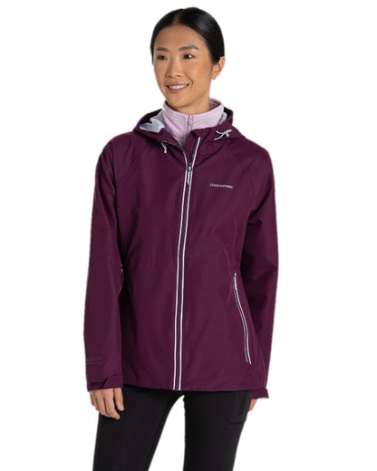 Beet Coloured Craghoppers Womens Brielle Waterproof Jacket on white background 