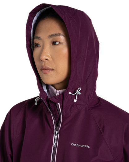 Beet Coloured Craghoppers Womens Brielle Waterproof Jacket on white background 