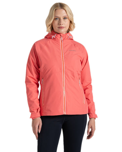 Deep Coral Coloured Craghoppers Womens Brielle Waterproof Jacket on white background 