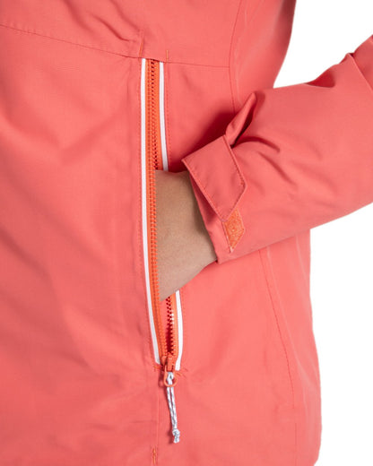 Deep Coral Coloured Craghoppers Womens Brielle Waterproof Jacket on white background 