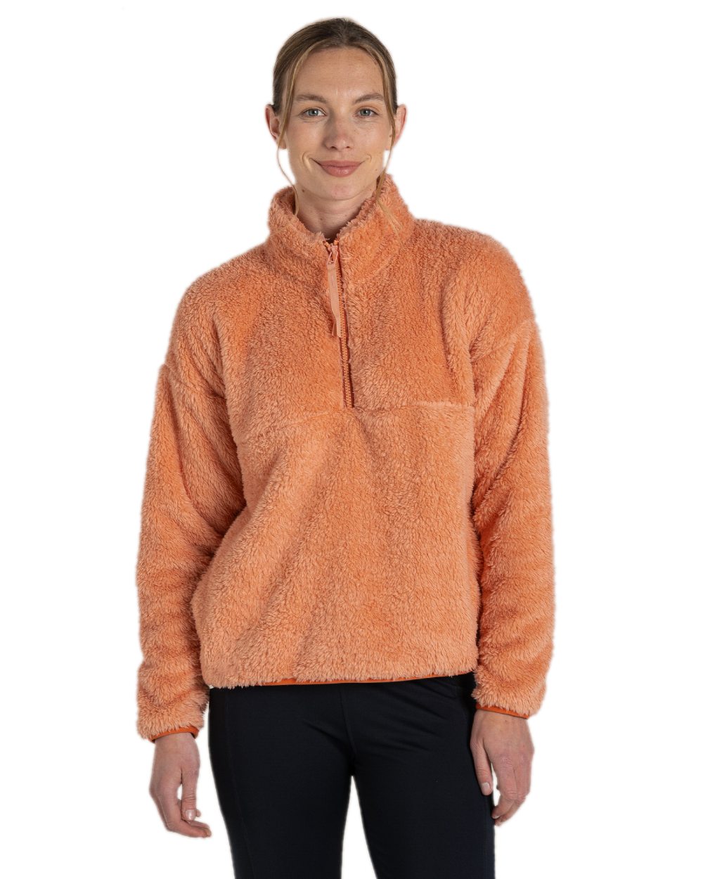 Clay Coloured Craghoppers Womens Bron Half Zip Fleece on white background 