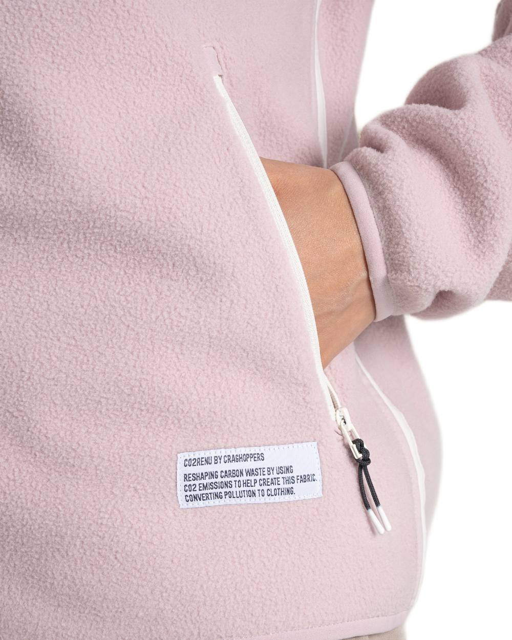 Dusky Carnation Craghoppers Womens CO2 Renu Full Zip Fleece Jacket on white background 