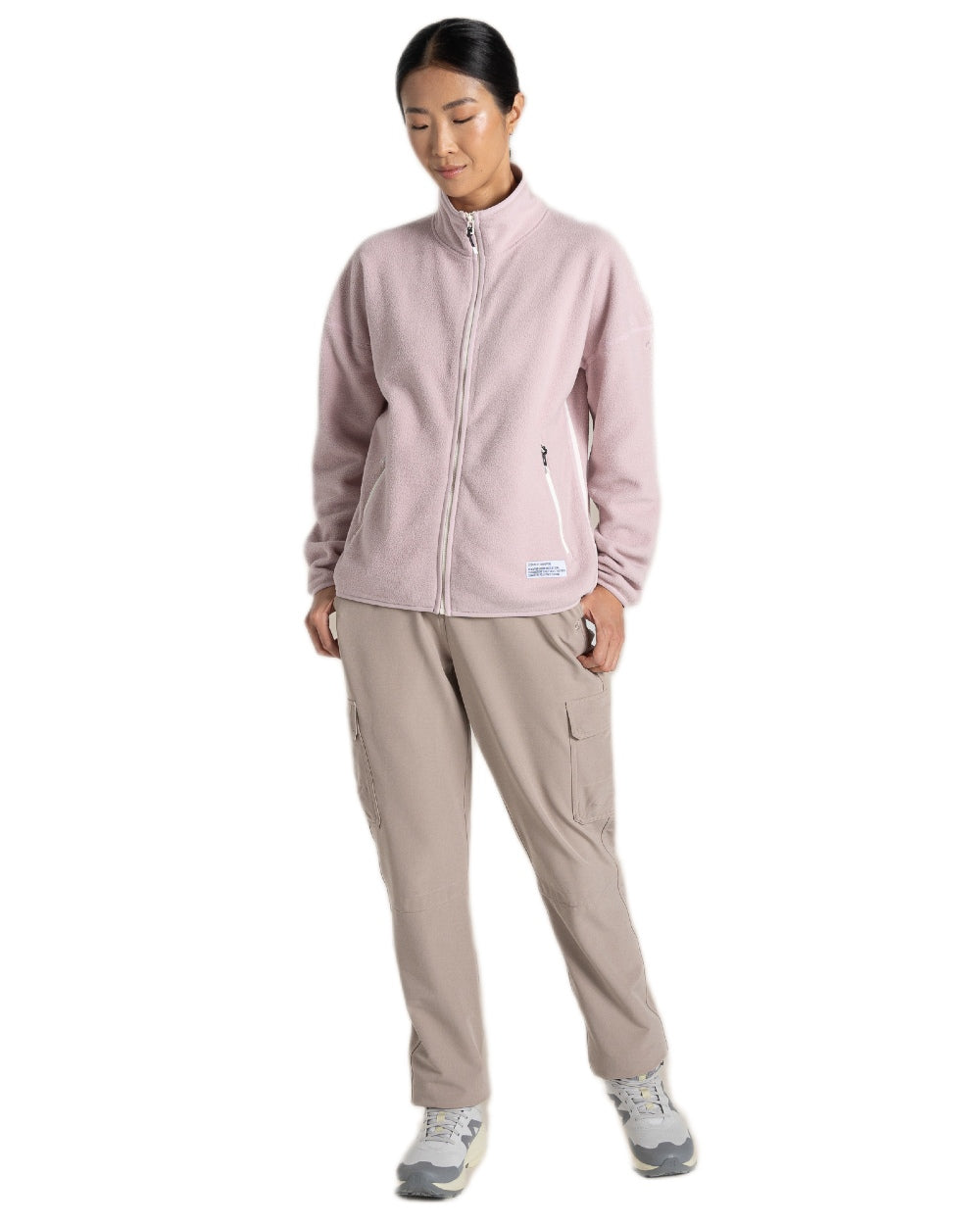 Dusky Carnation Craghoppers Womens CO2 Renu Full Zip Fleece Jacket on white background 