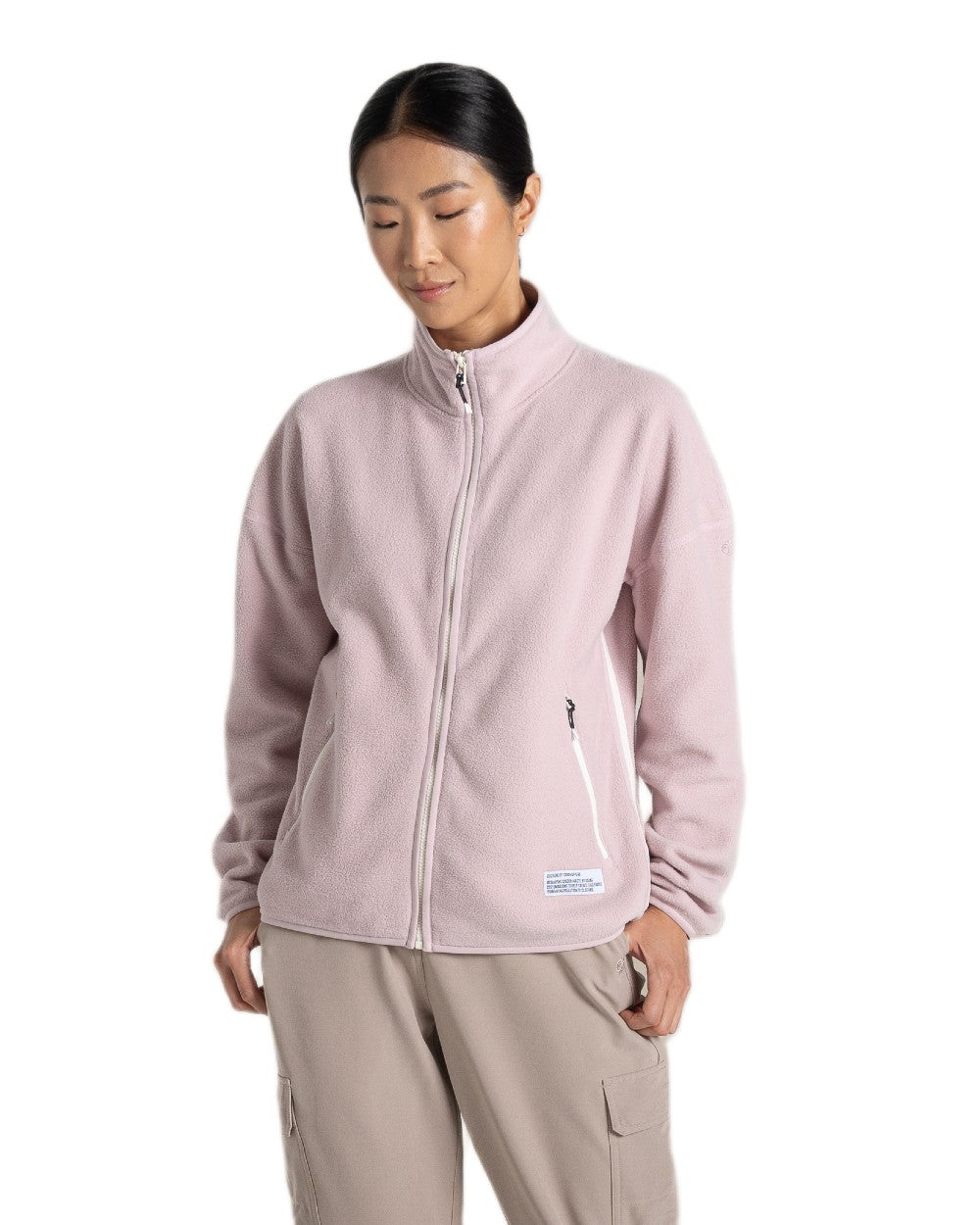 Dusky Carnation Craghoppers Womens CO2 Renu Full Zip Fleece Jacket on white background 