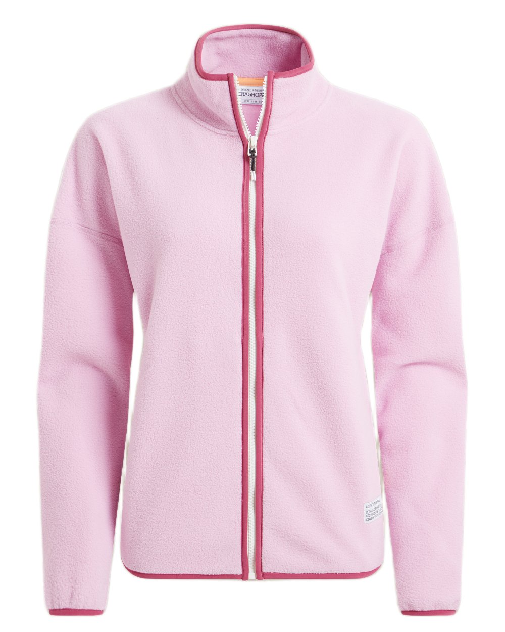 Pink Lavender Craghoppers Womens CO2 Renu Full Zip Fleece Jacket on white background 