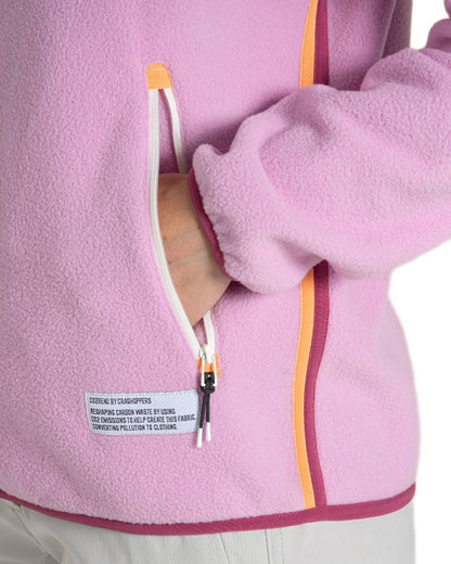 Pink Lavender Craghoppers Womens CO2 Renu Full Zip Fleece Jacket on white background 