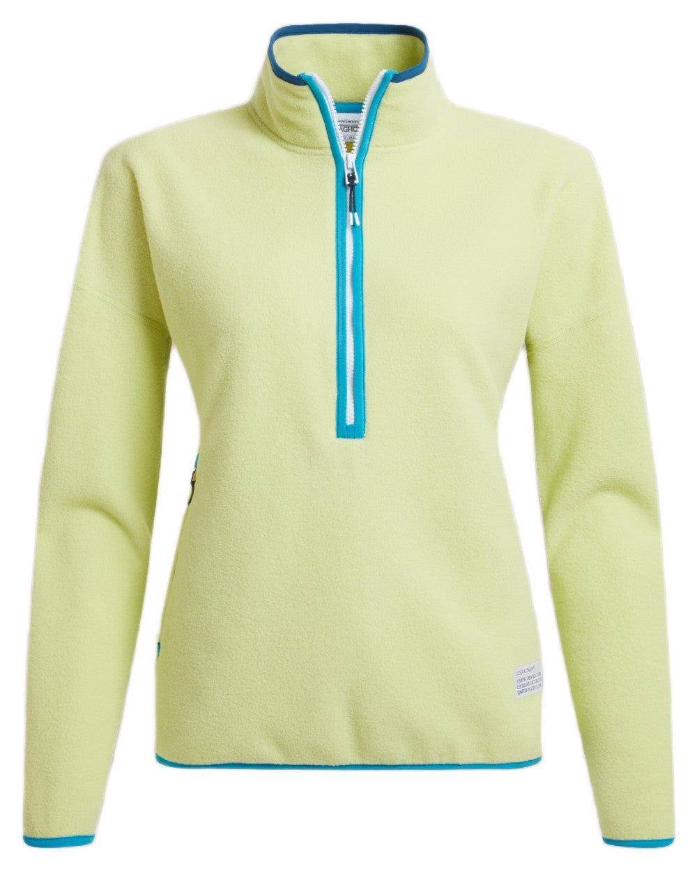 Key Lime coloured Craghoppers Womens CO2 Renu Half Zip Fleece Sweater on white background 