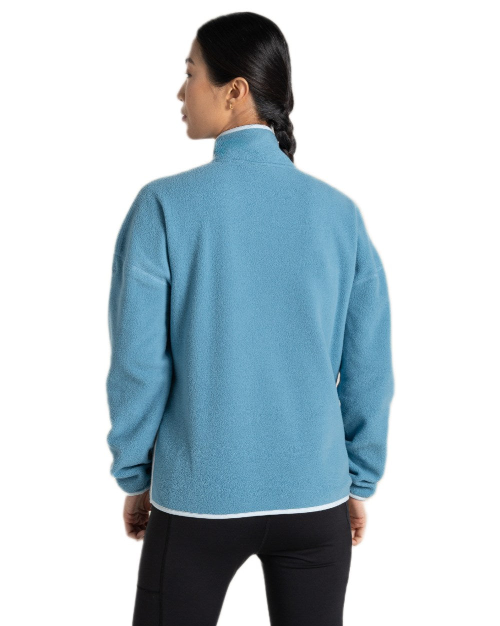 Light Denim coloured Craghoppers Womens CO2 Renu Half Zip Fleece Sweater on white background 