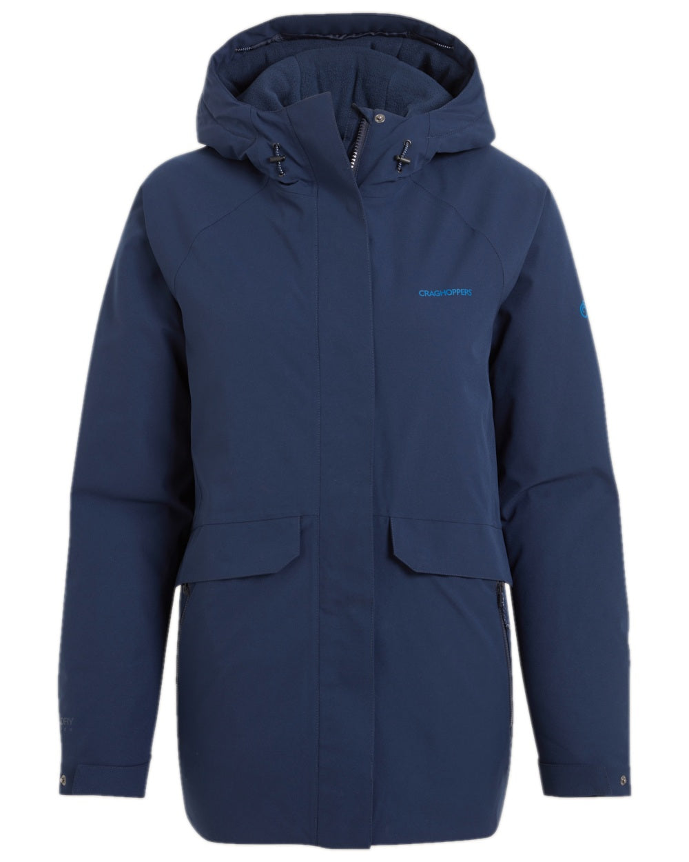 Blue Navy Coloured Craghoppers Womens Caldbeck II Thermic Waterproof Jacket on white background 