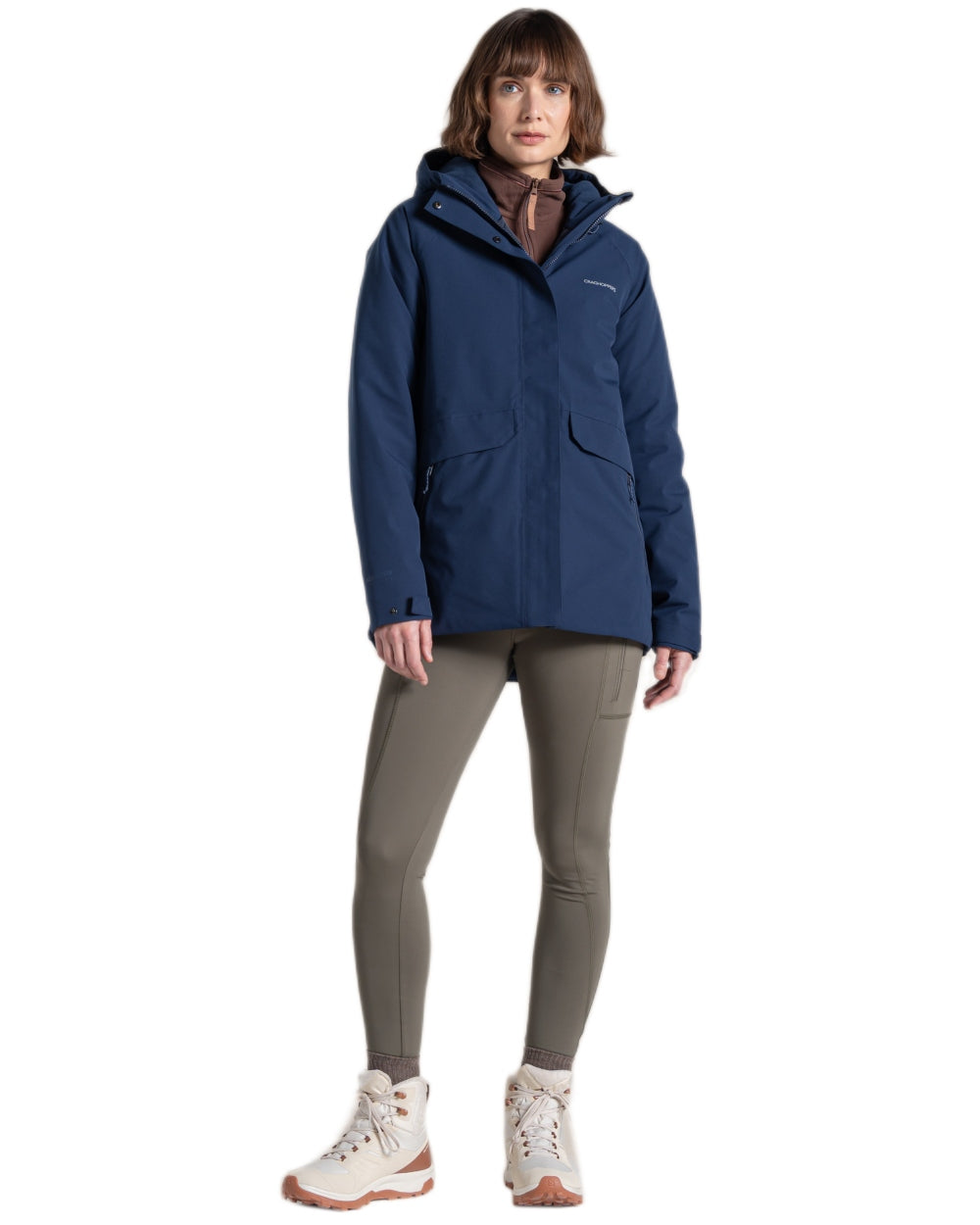 Blue Navy Coloured Craghoppers Womens Caldbeck II Thermic Waterproof Jacket on white background 