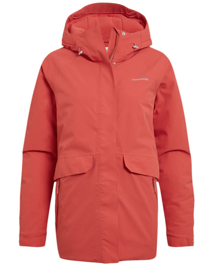 Compote Red Coloured Craghoppers Womens Caldbeck II Thermic Waterproof Jacket on white background 