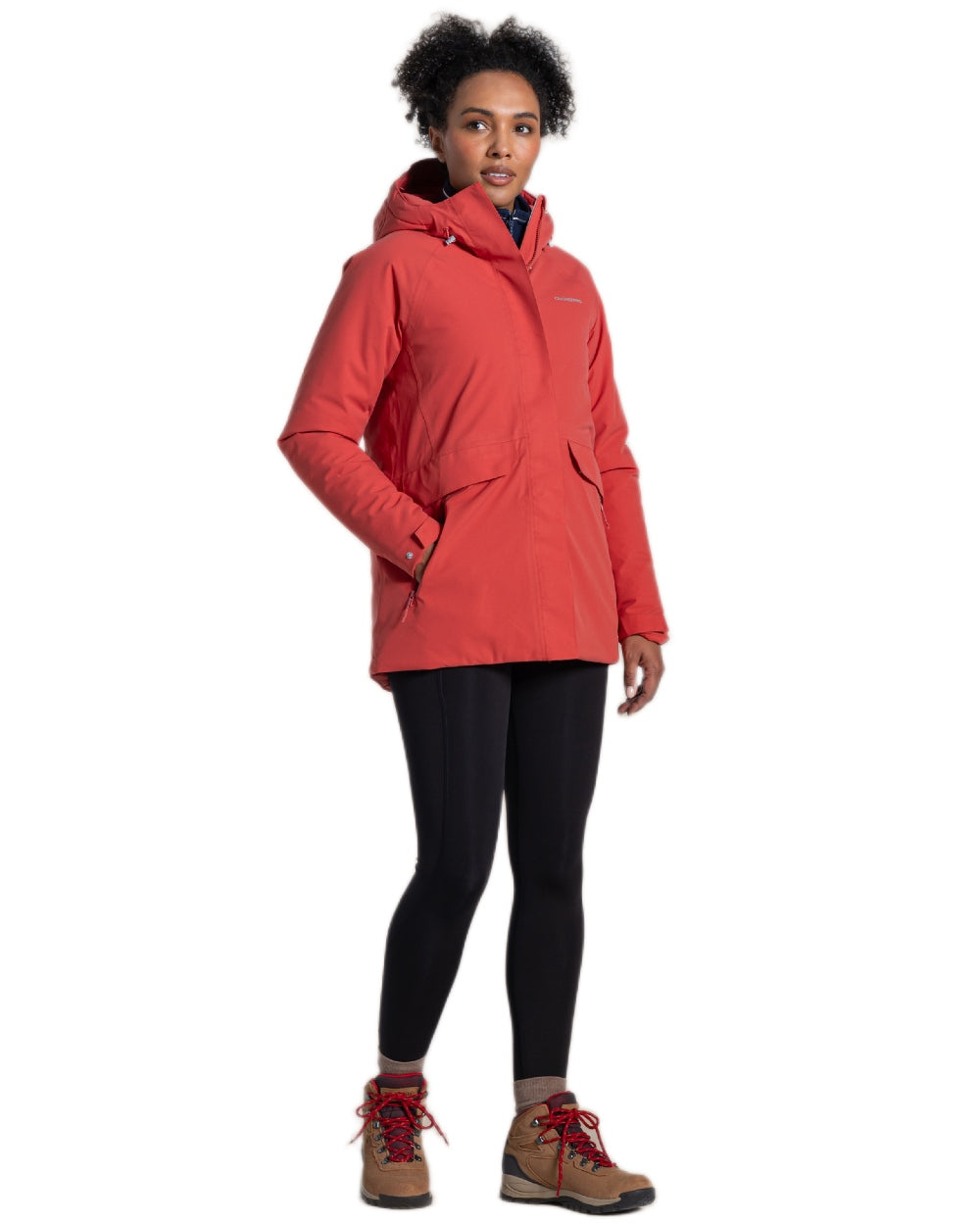 Compote Red Coloured Craghoppers Womens Caldbeck II Thermic Waterproof Jacket on white background 