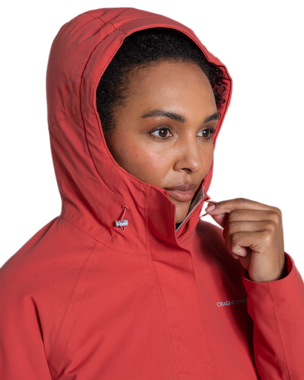 Compote Red Coloured Craghoppers Womens Caldbeck II Thermic Waterproof Jacket on white background 