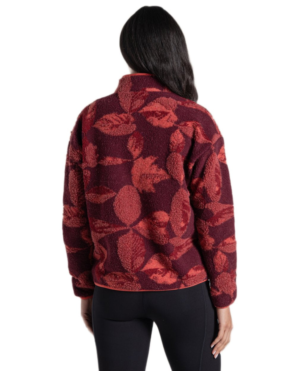 Sumac Red Print Coloured Craghoppers Womens Catalina Full Zip Fleece on White Background 
