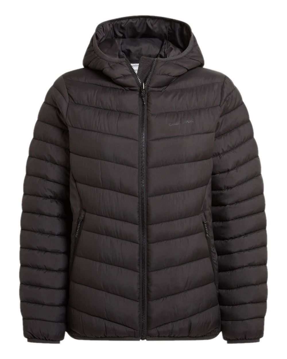 Black coloured Craghoppers Womens Compresslite IX Hooded Insulating Jacket on white background 