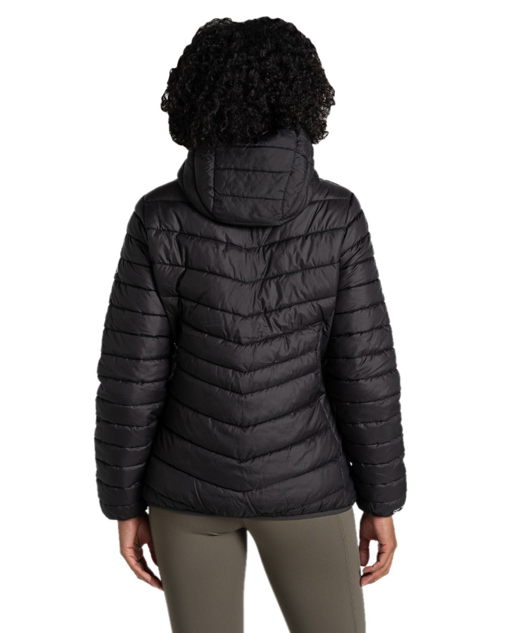 Black coloured Craghoppers Womens Compresslite IX Hooded Insulating Jacket on white background 